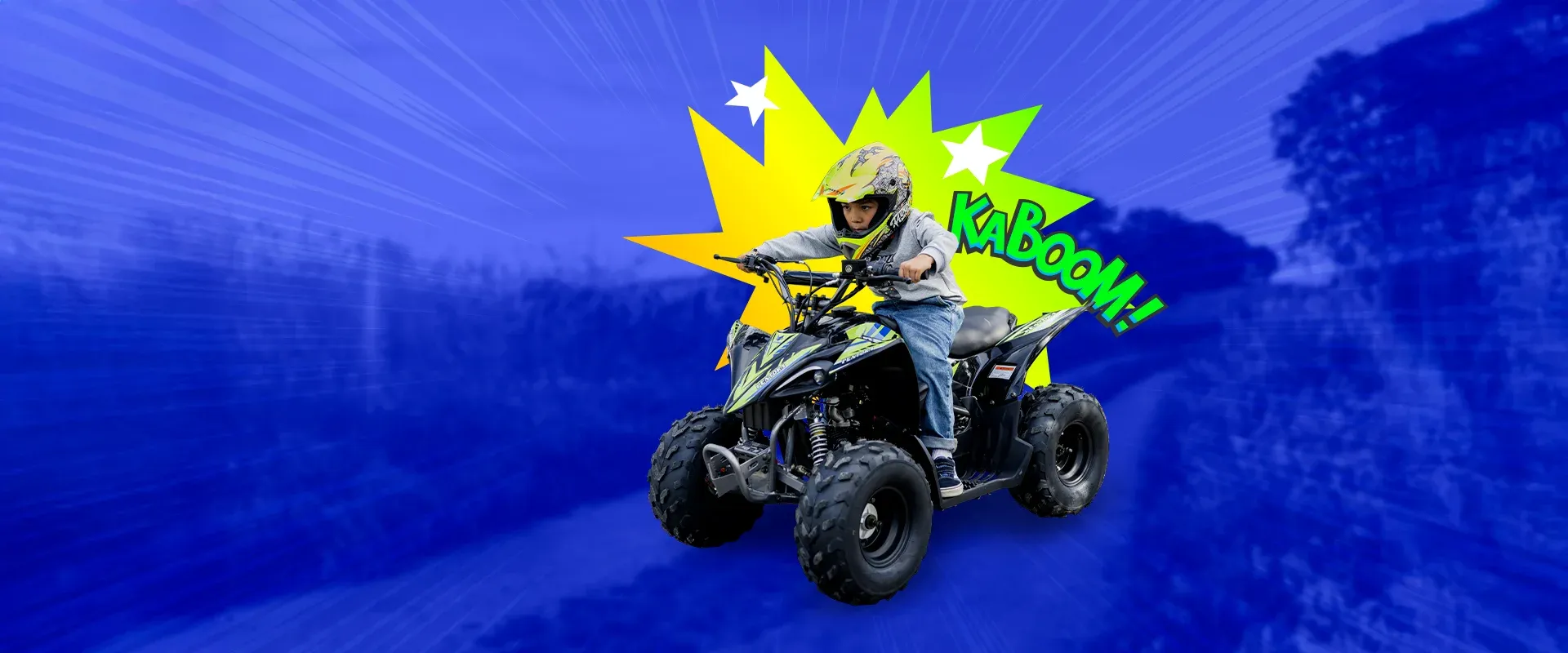 Niño manejando la cuatrimoto infantil Izuka Pentora